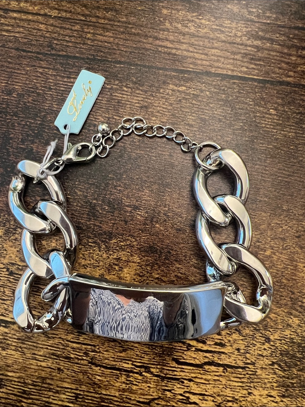Chunky Silver Link ID Bracelet
